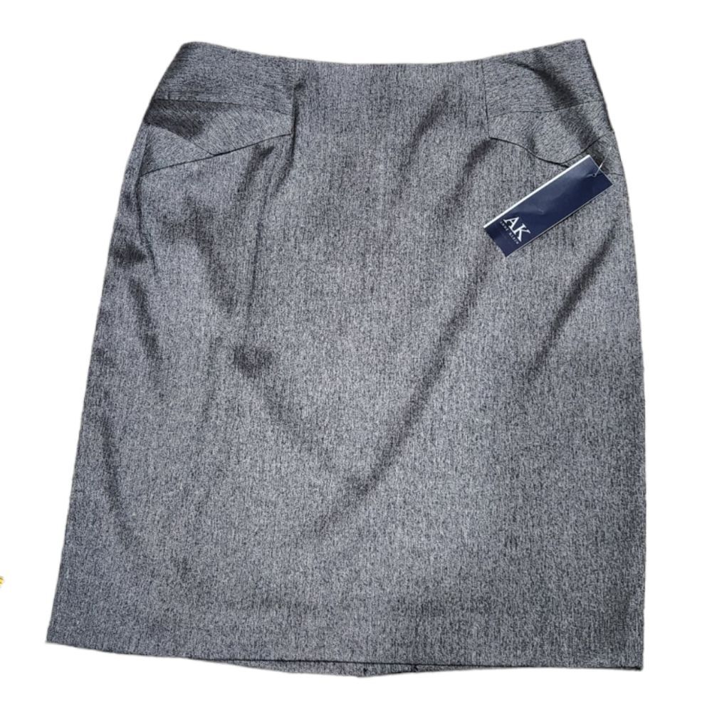 NEW AK Anne Klein Women's Pencil Skirt Gray Stretch Lined Career Workwear 8